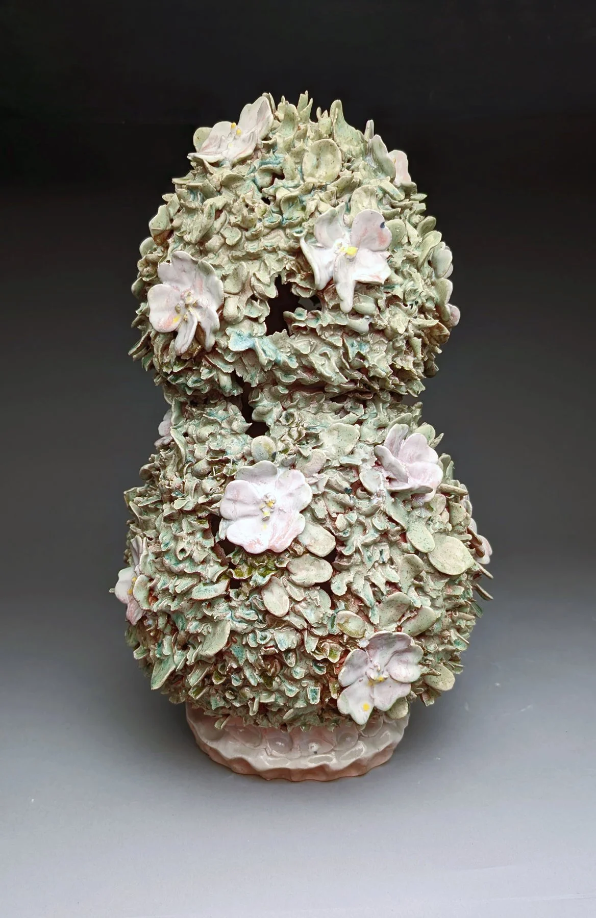 Small Topiary, Blue/Green with Peculiar Petunias by Hope Hickman