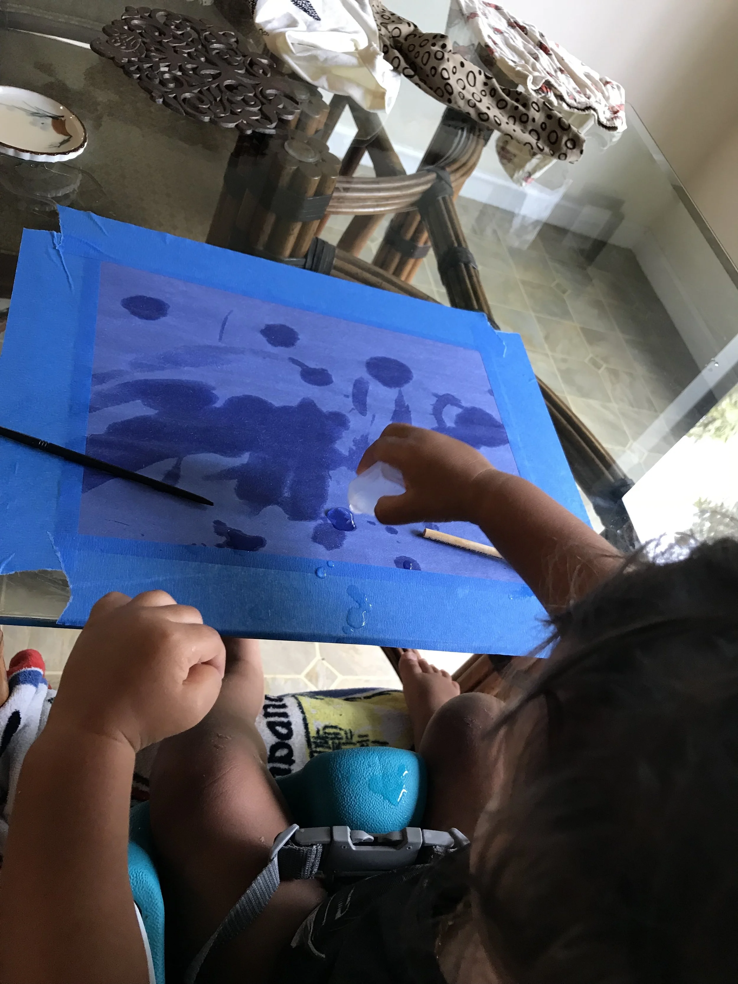 The trick is to put vinegar in the water so it's used for painting and not drinking.