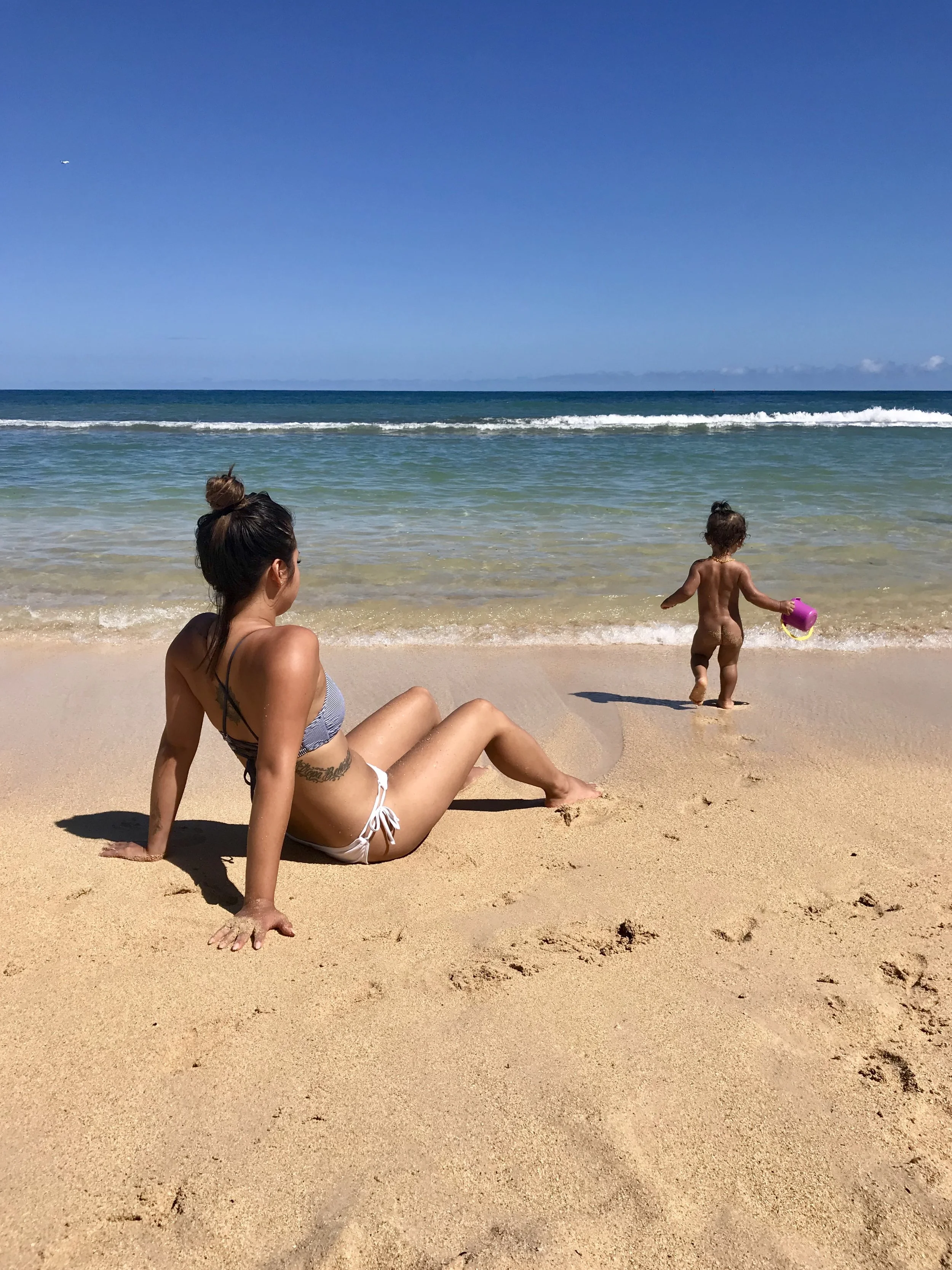 We also had nude beach days for Kai.