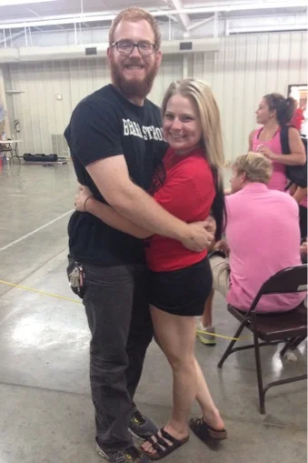 Coach, me, and my birkenstocks at my first competition