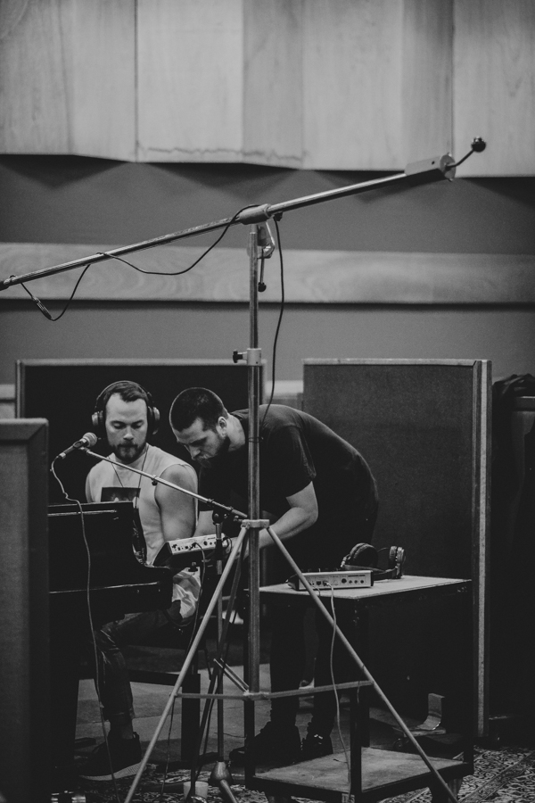 Ásgeir and Friðjón getting sounds. 