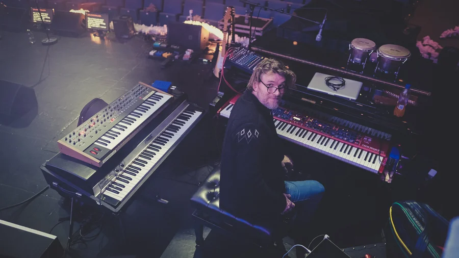 Keyboard master Eyþór in his mothership. 