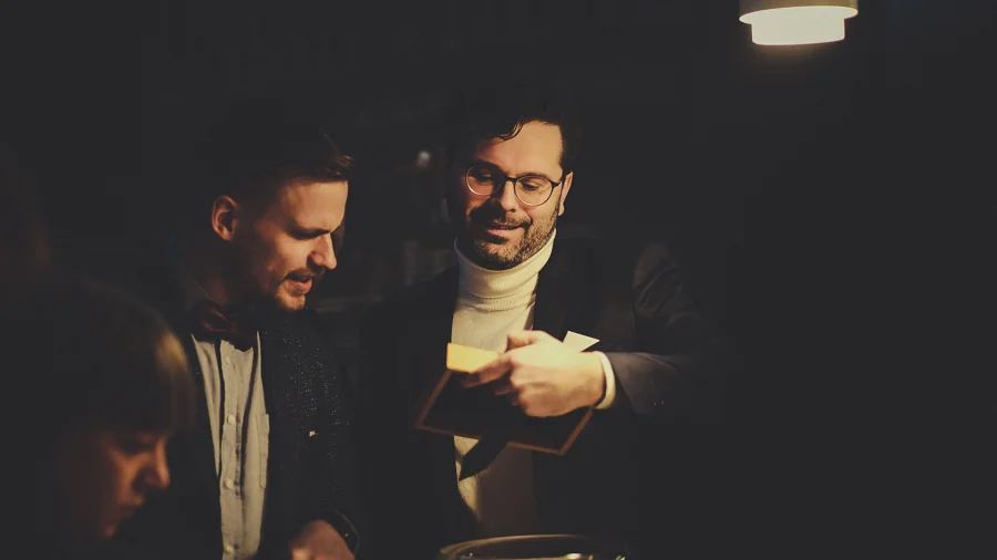 Jón Valur and Kristbjörn looking at something interesting backstage. 
