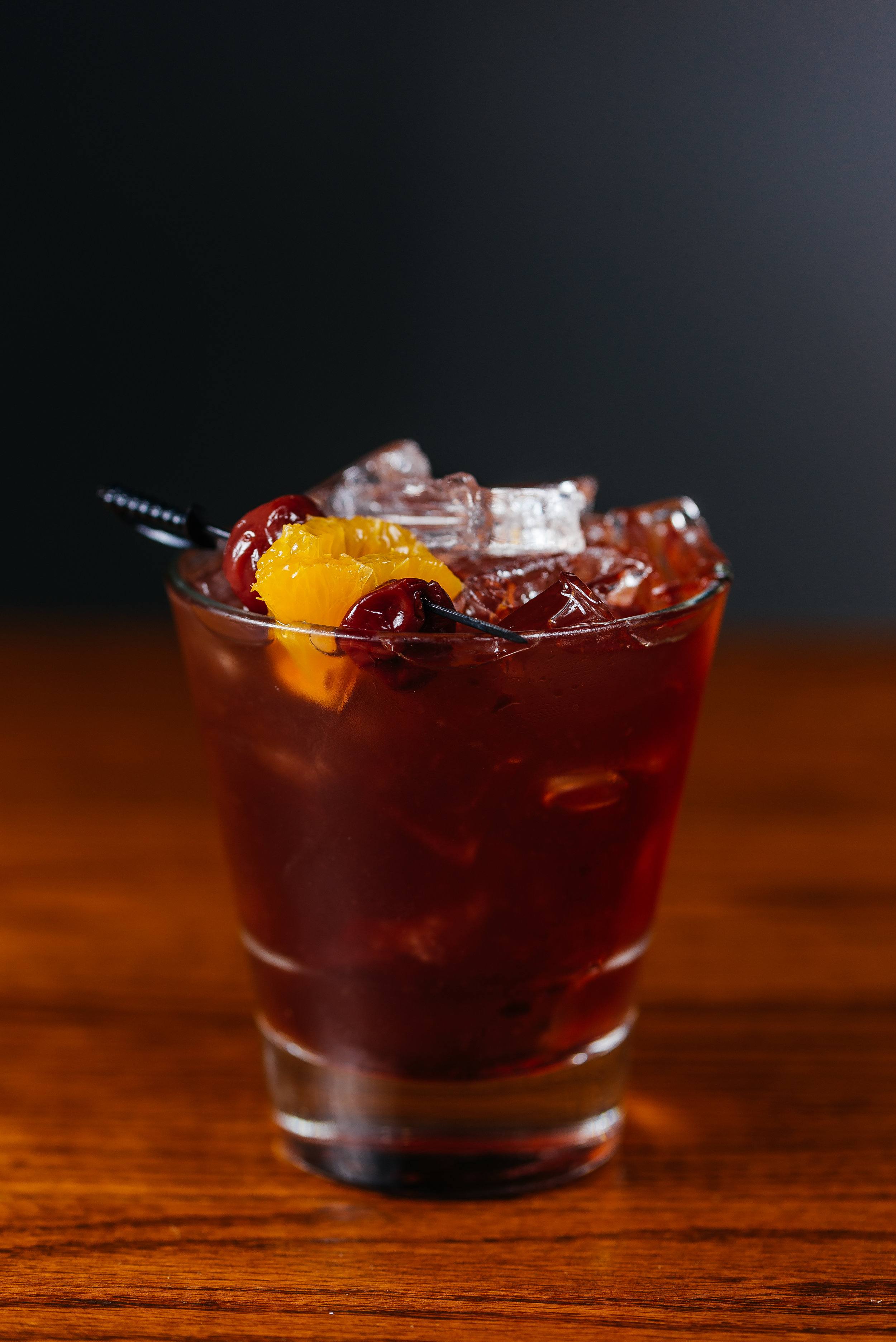 High Fashion Cocktail - Bulleit Rye, Orange Shrub, Heering Cherry Liquor, and Balsamic