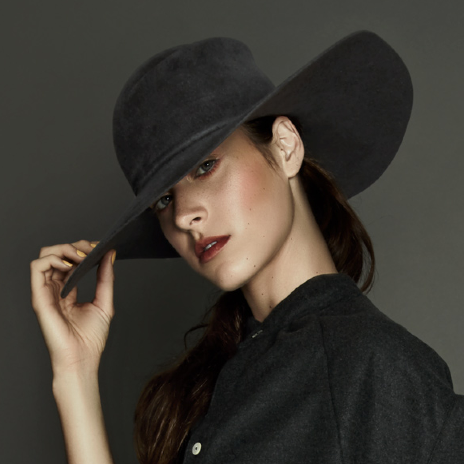 Gray Matter Velour Pinched Wide Brim