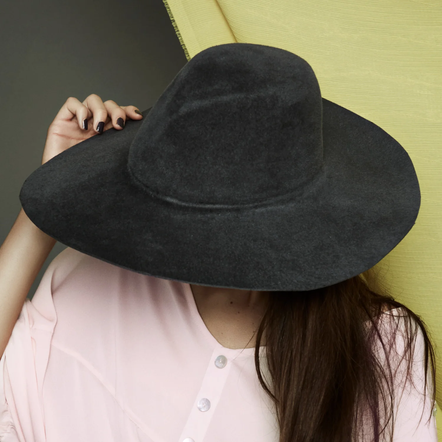 Gray Matter Velour Wide Brim Asymmetrical Fedora