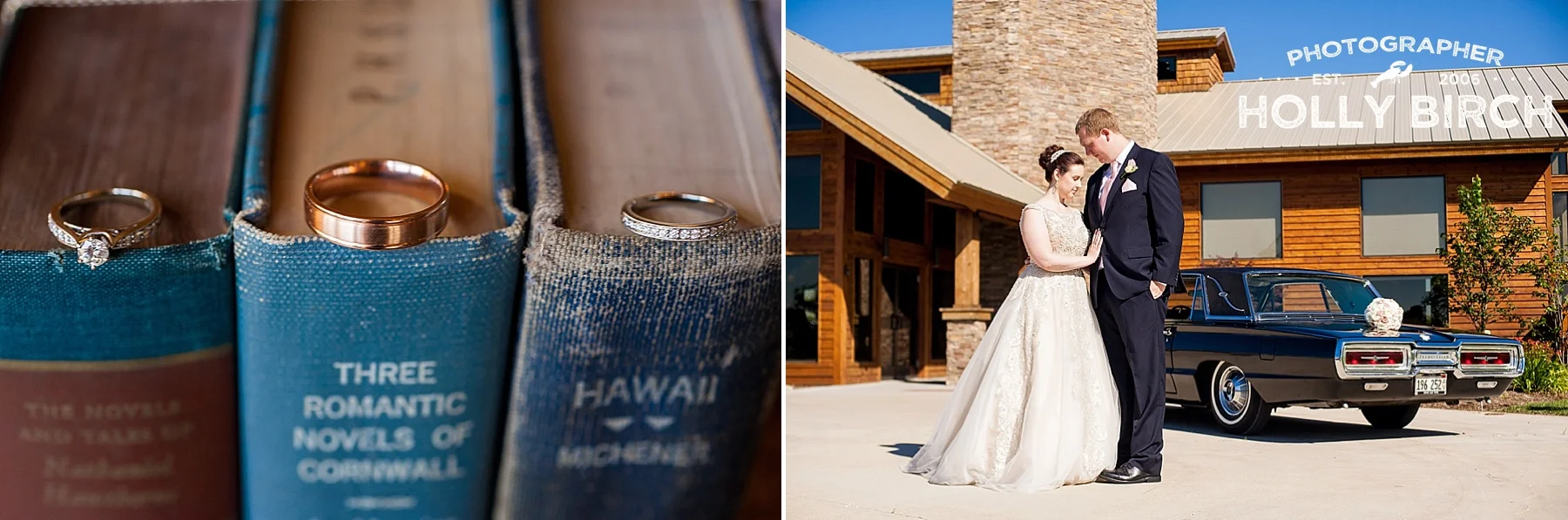 wedding retro getaway Thunderbird car