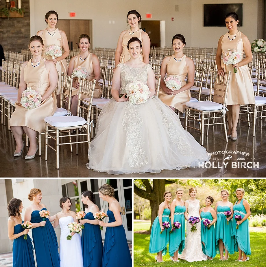 colorful bridesmaid sitting standing poses