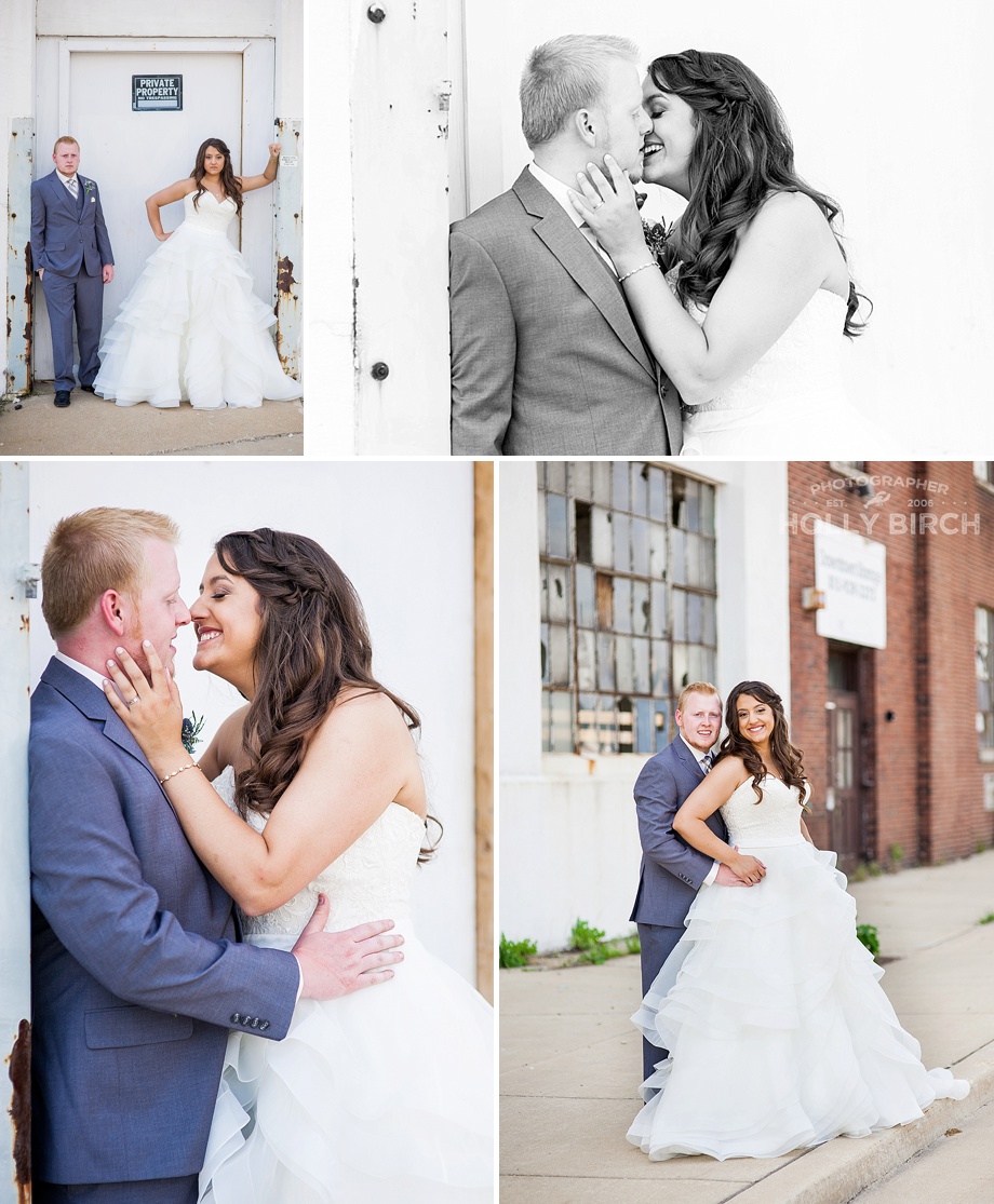 urban wedding photos in downtown Kankakee