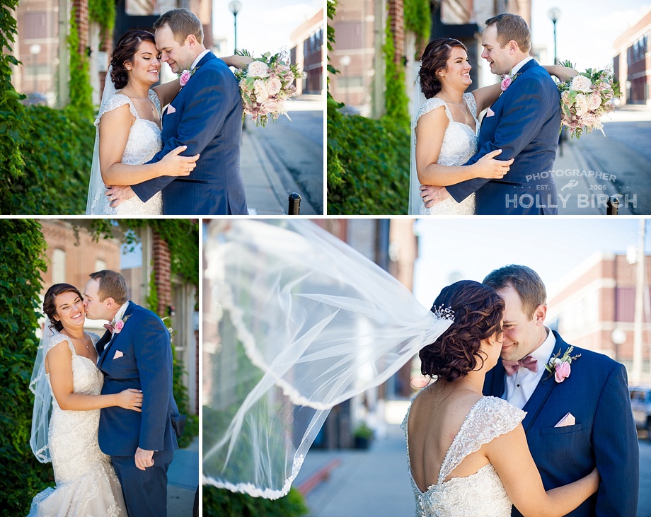 downtown couple photos with veil