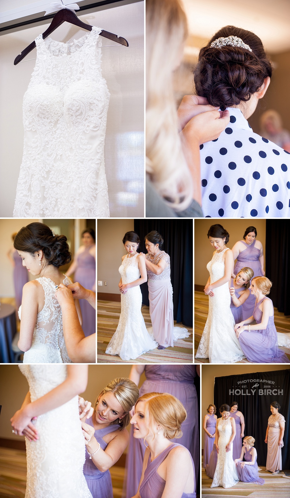 bride getting ready at iHotel with bridesmaids