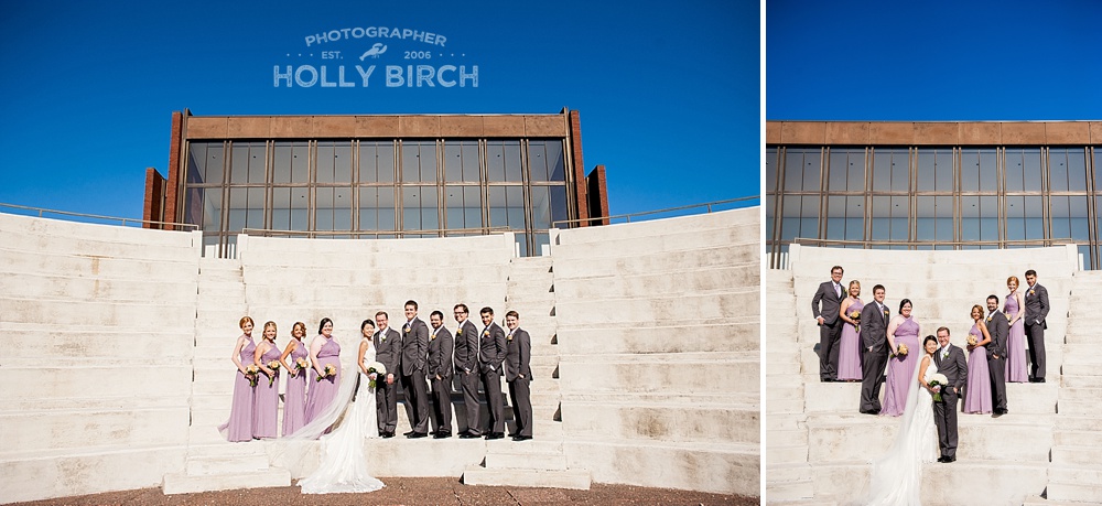 wedding party on steps at Krannert Amphitheater