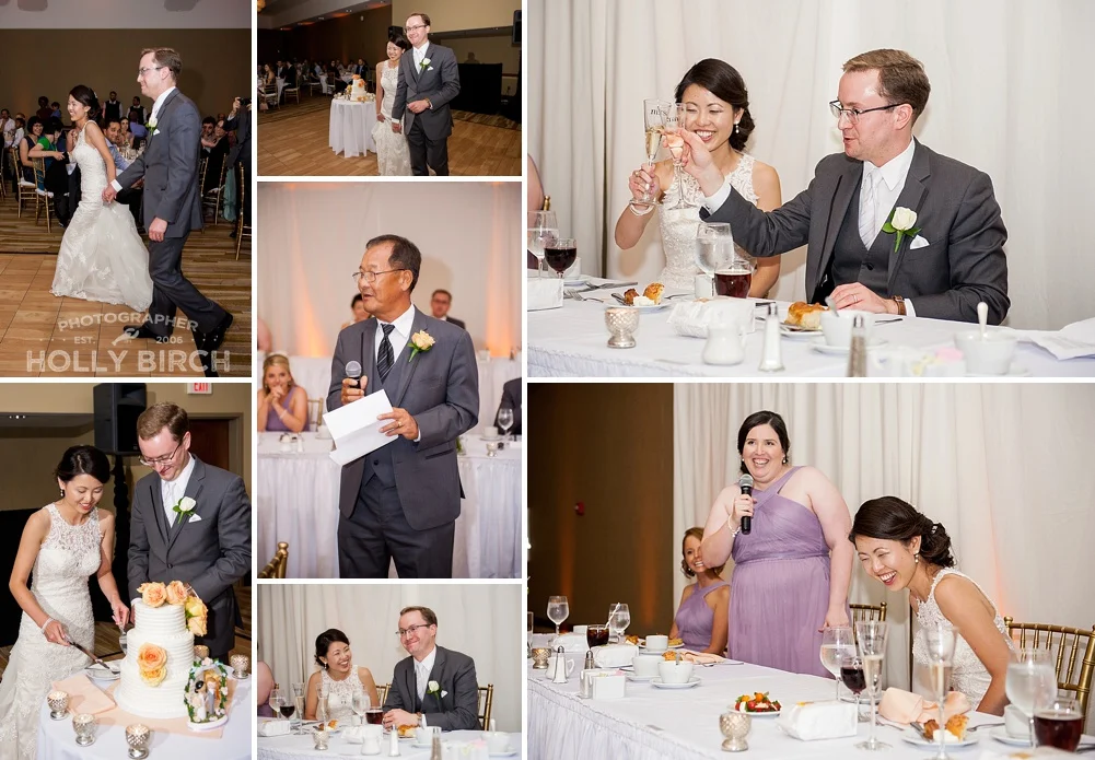wedding toasts and cake cutting