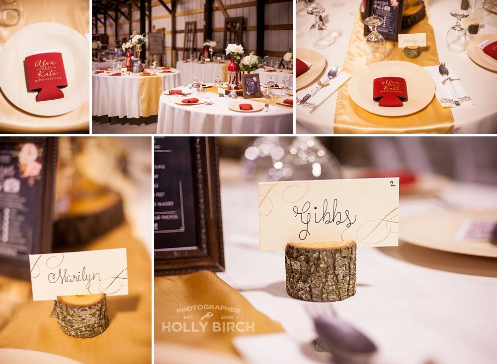 champagne red wedding reception