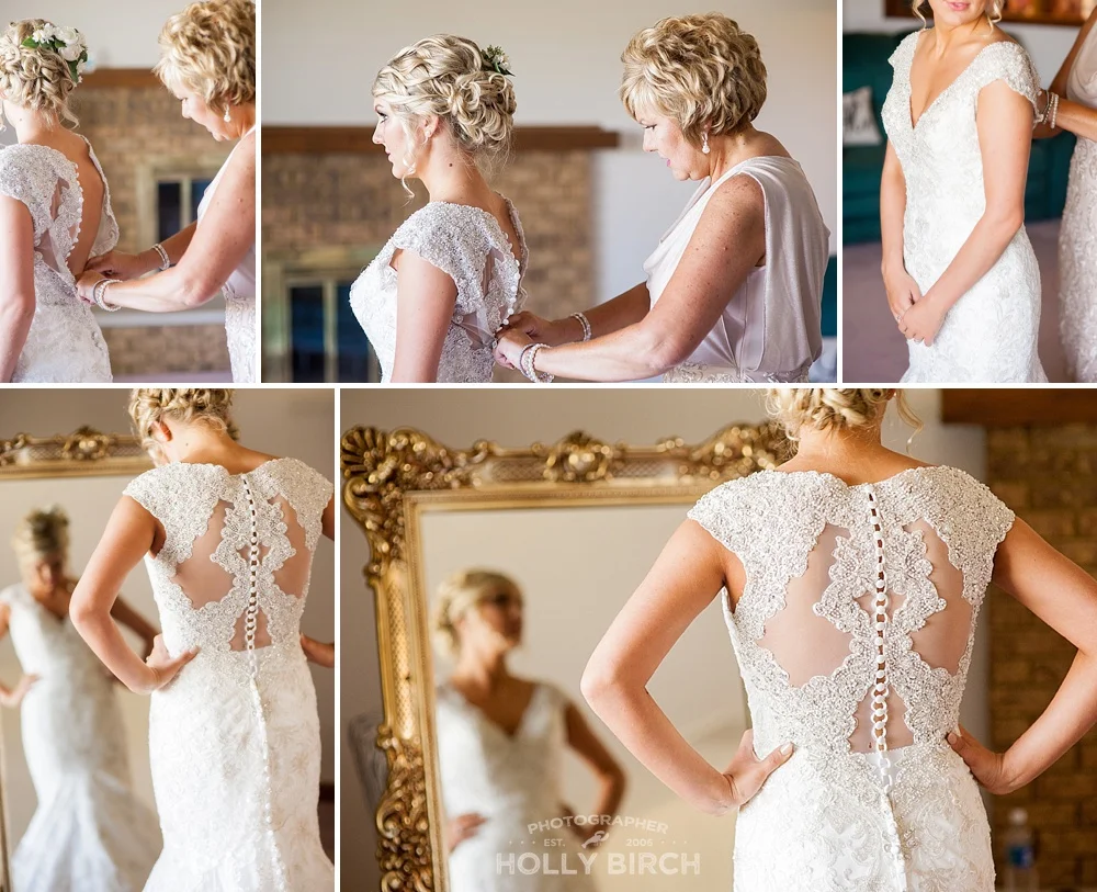 mother of the bride helping her get ready