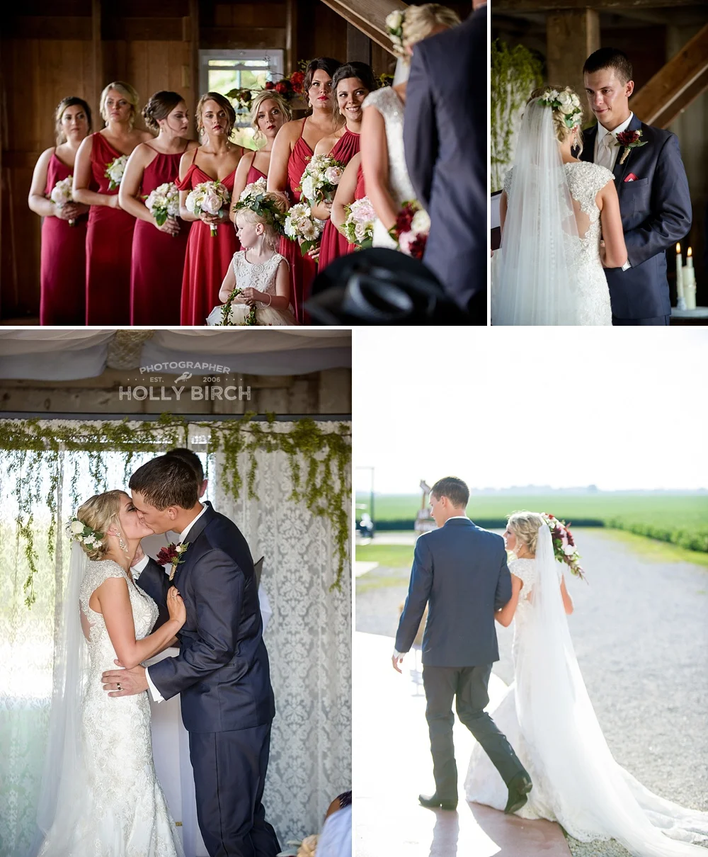 barn wedding ceremony on the farm