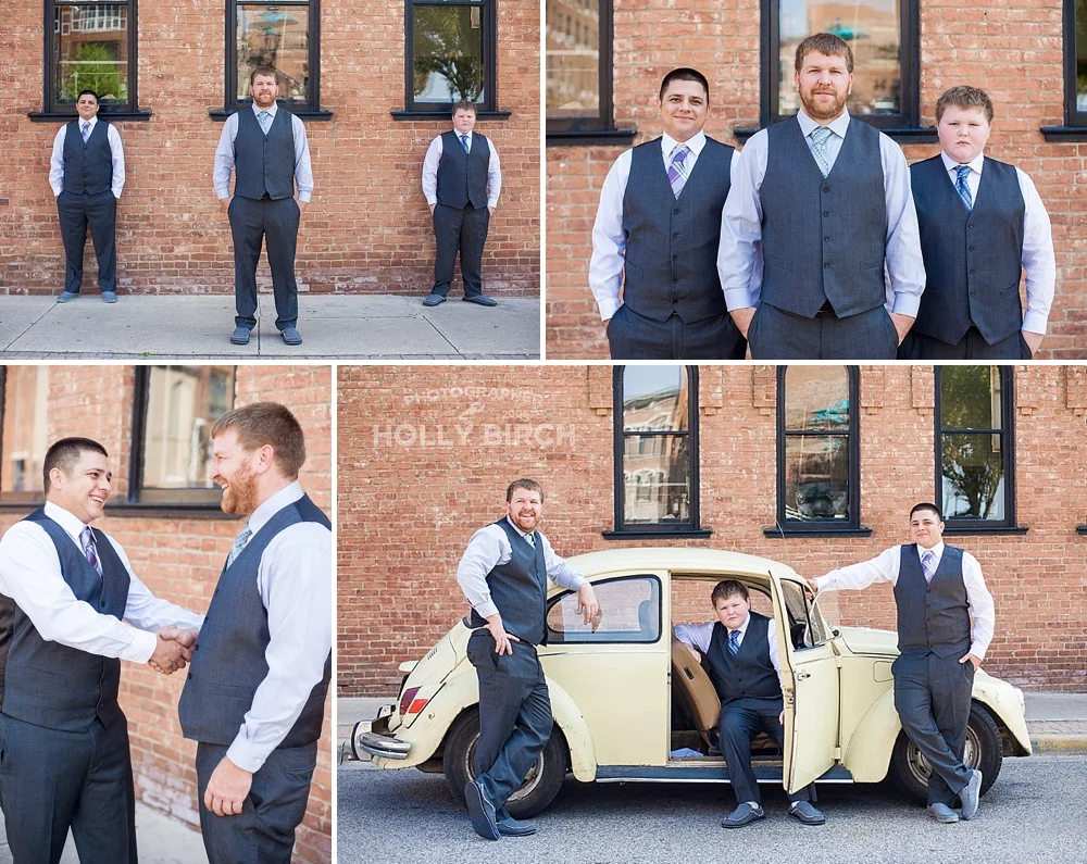 groomsmen portraits with VW bug