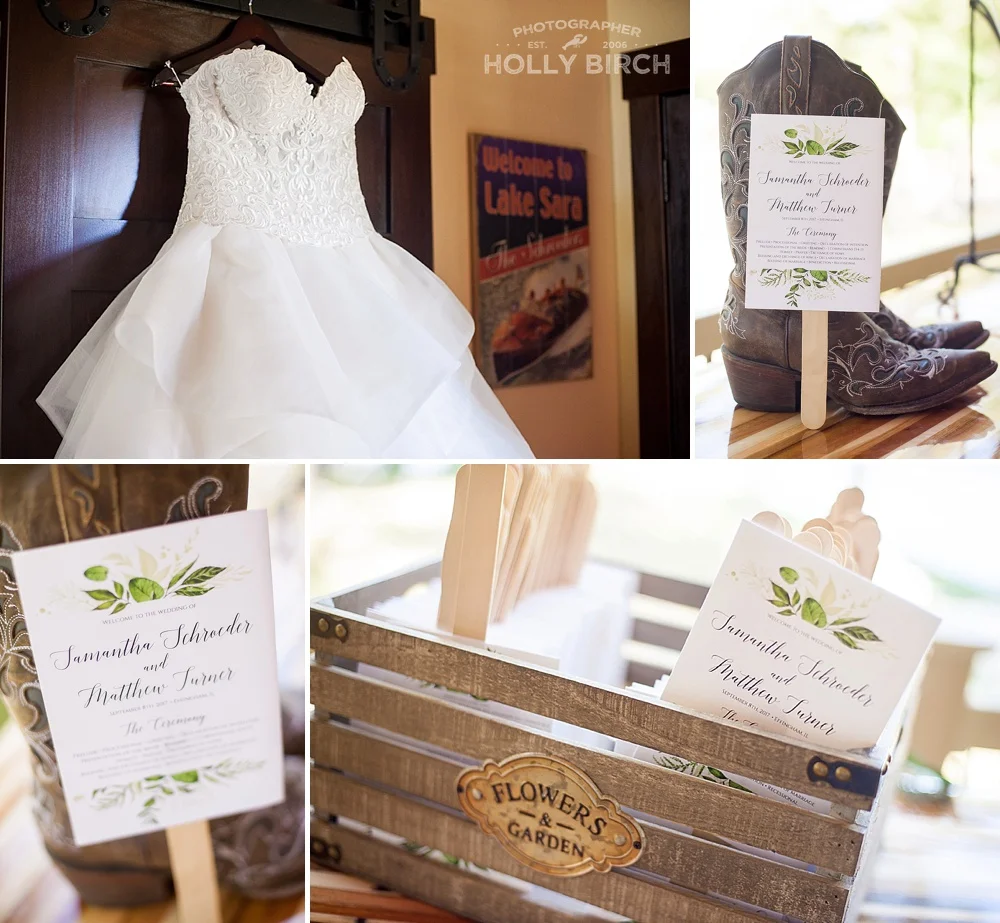Lake Sara cabin wedding details