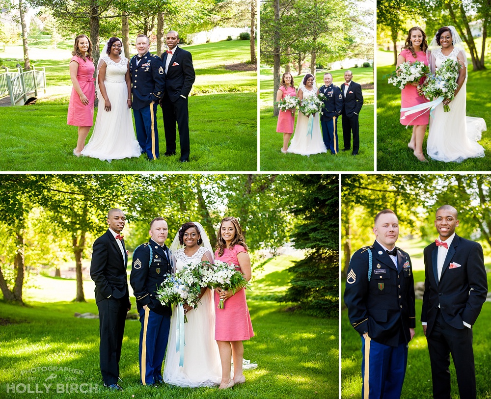 bridal party at backyard wedding
