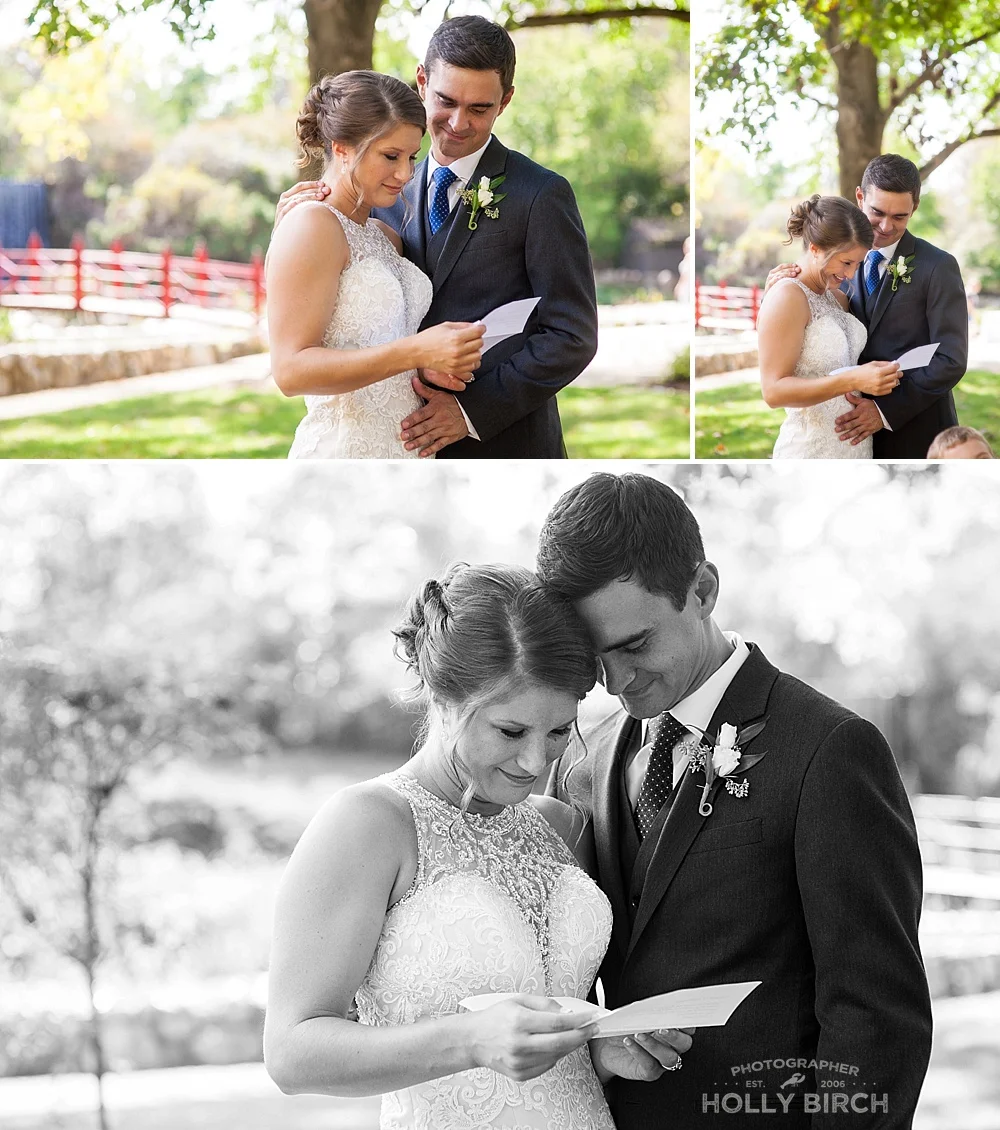 bride reading letter from the groom