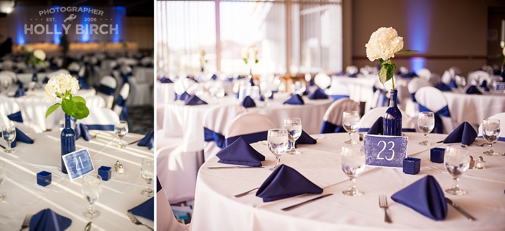 navy blue wedding reception tables