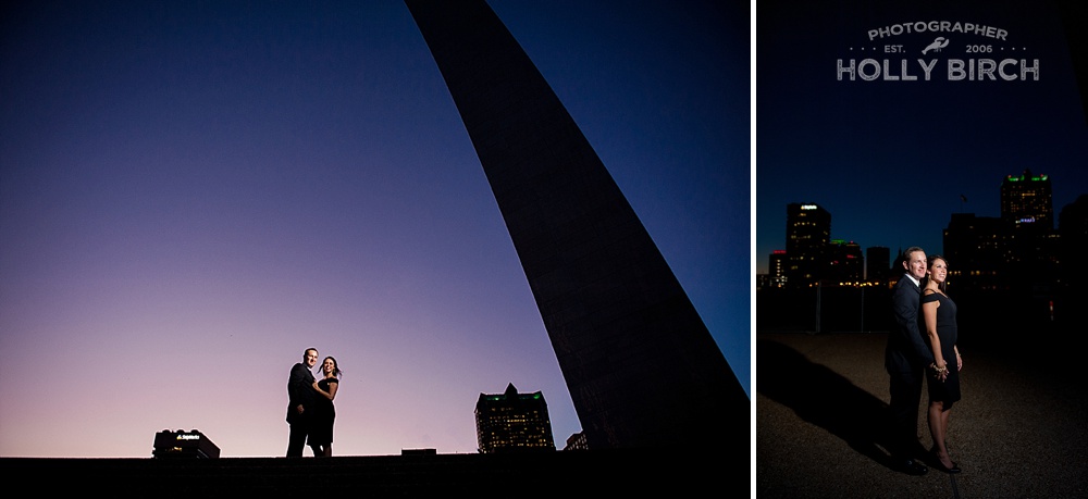 St. Louis Gateway Arch flash portraits of couple