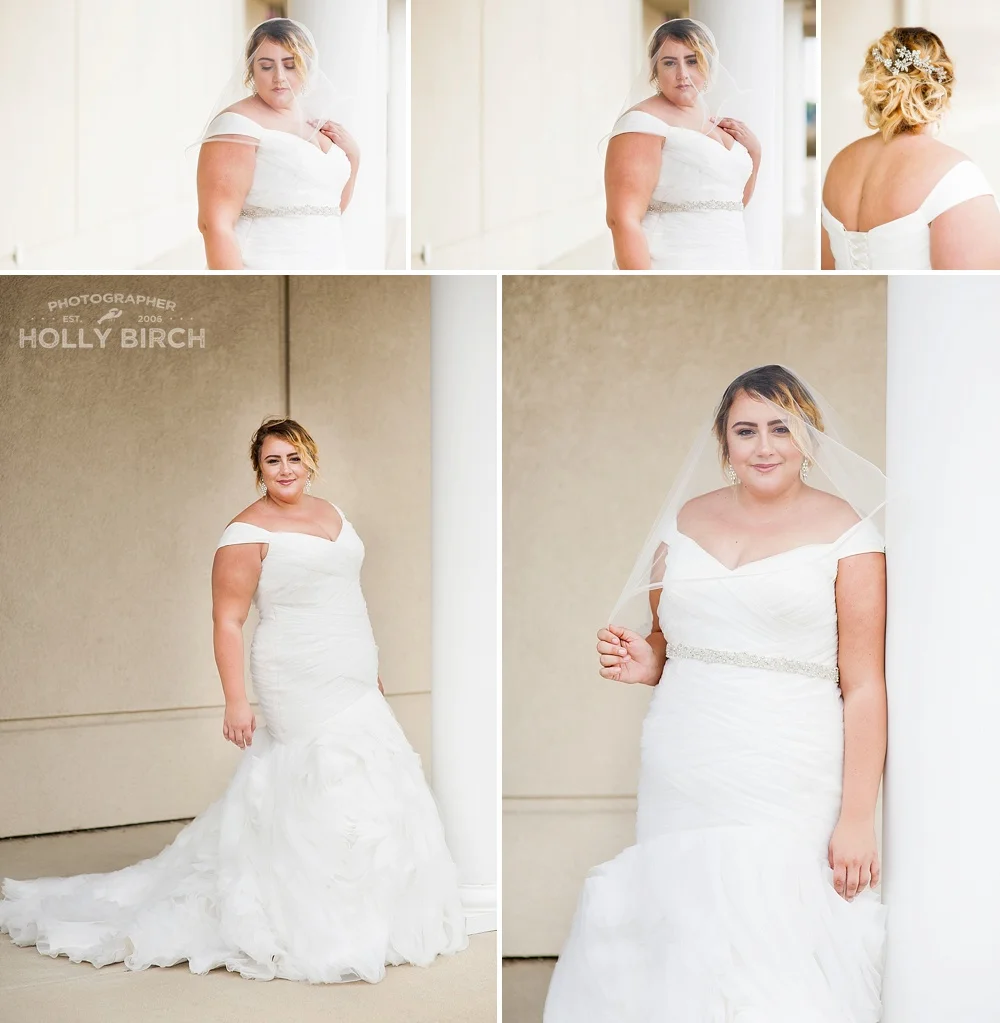 bridal gown look with accompanying veil