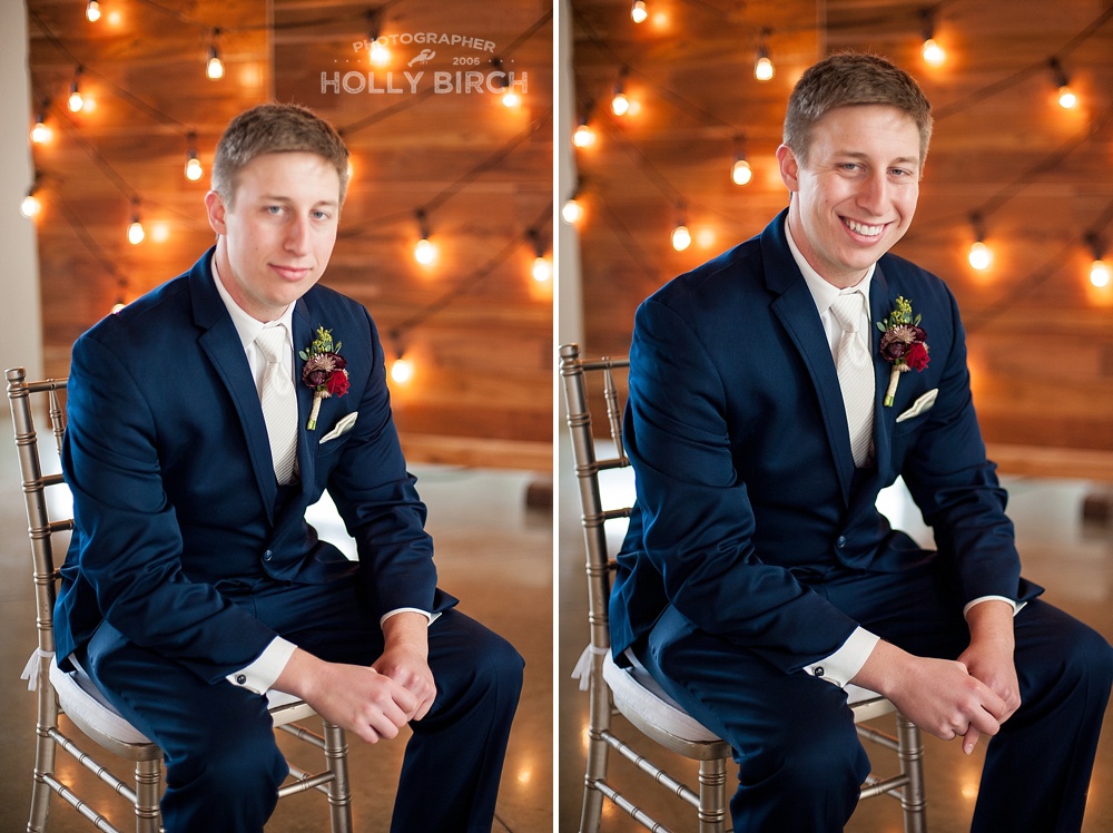 groom with bulb light wall
