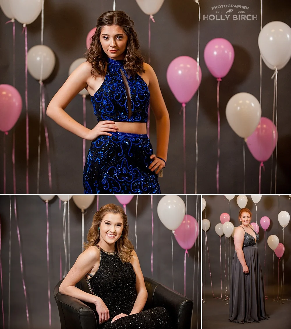 prom dress pink balloon background