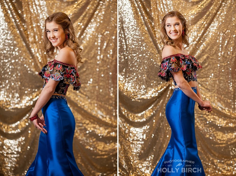 off shoulder blue prom dress style