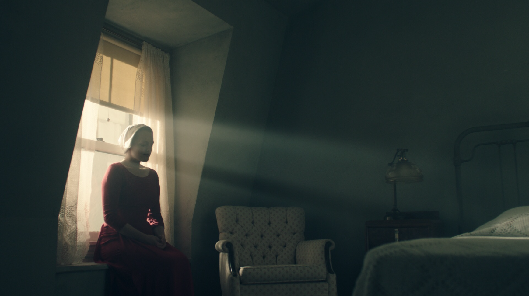 The Handmaid's Tale is another great study in the use of light and lack thereof. One of my favorite cinematic uses of light is like this where you can see clear beams of light coming through a window or slat.