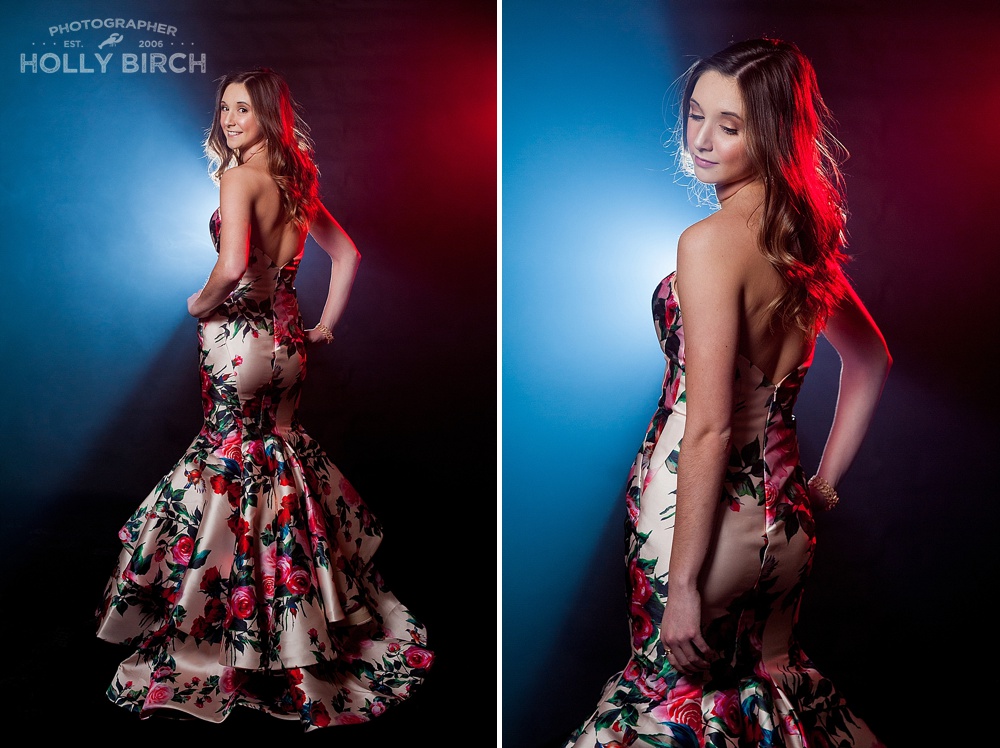 senior girl high fashion prom dress photo shoot