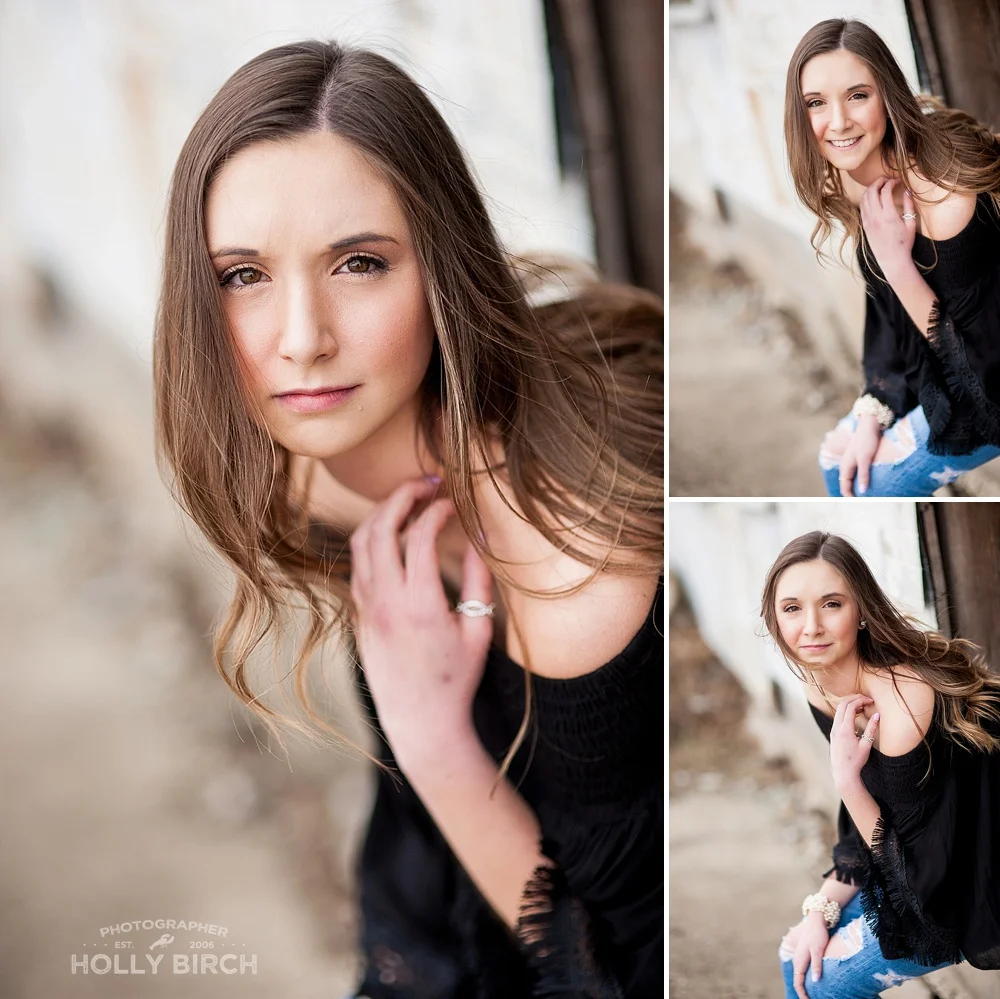 seated senior girl pose