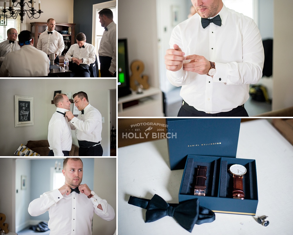 groom getting ready at house
