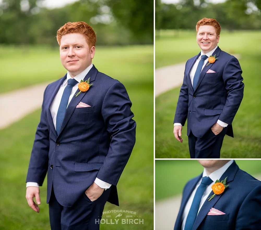 groom portraits on golf course