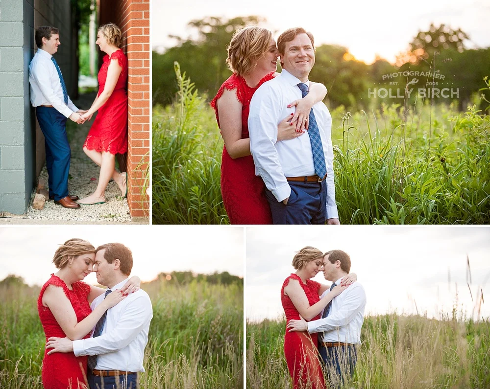 sunset field engagement photos