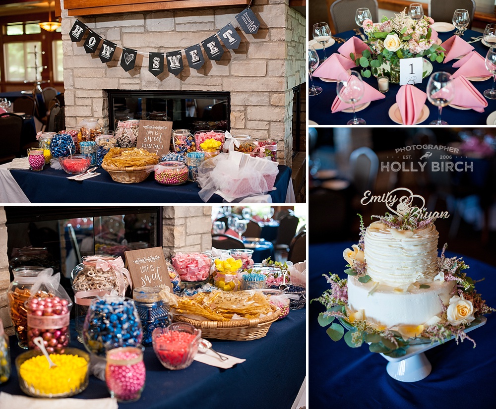 pink blue yellow candy bar wedding reception