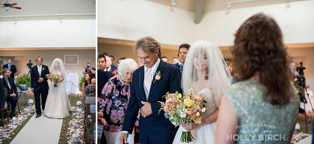 father gives daughter away at wedding ceremony