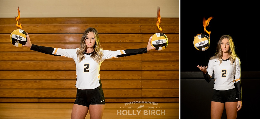 flame volleyball senior photos