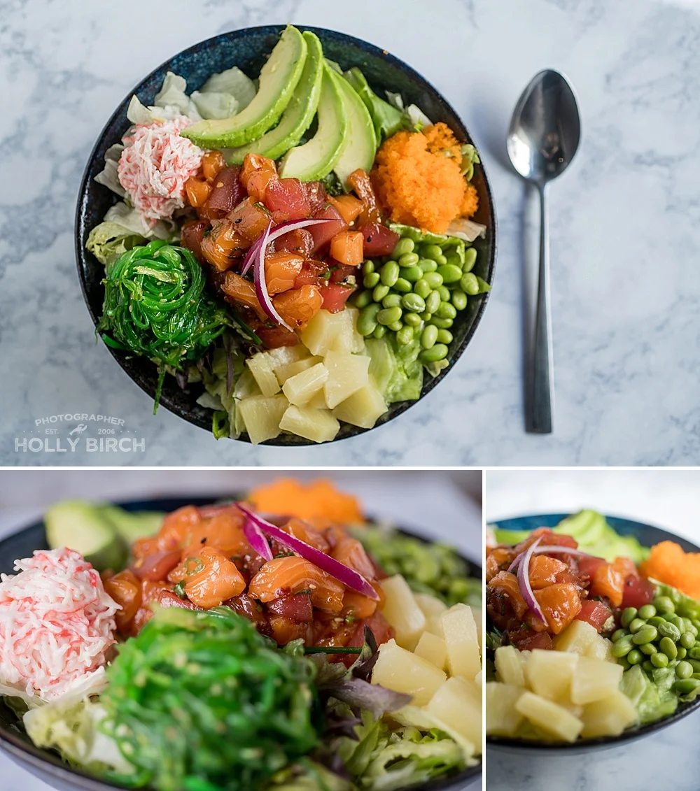 poke bowl with tuna and colorful veggies