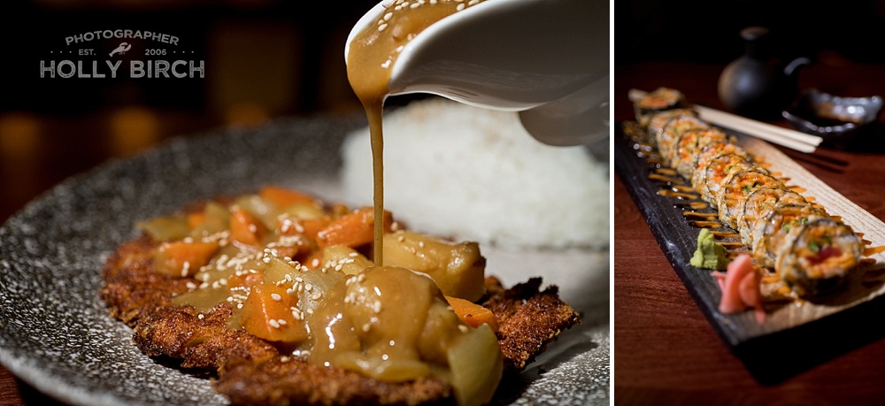 pouring sauce gravy over chicken dish with rice