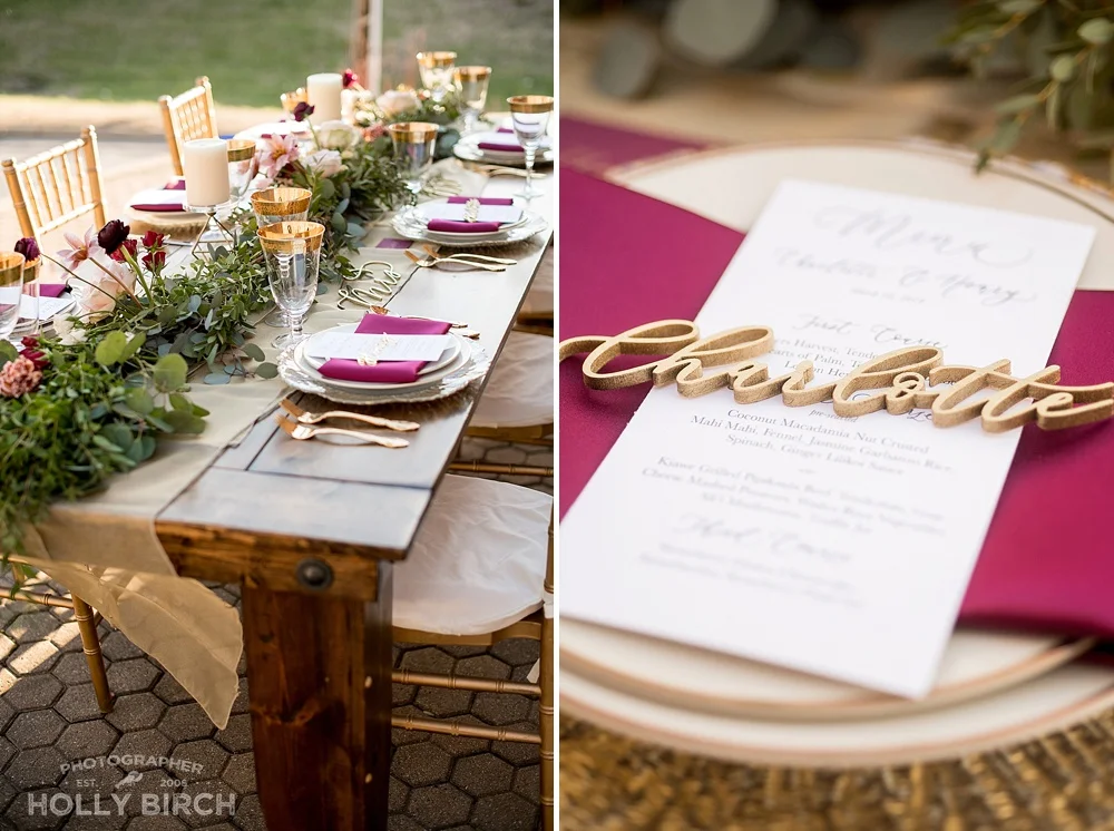 Elegant gold wedding tablescape