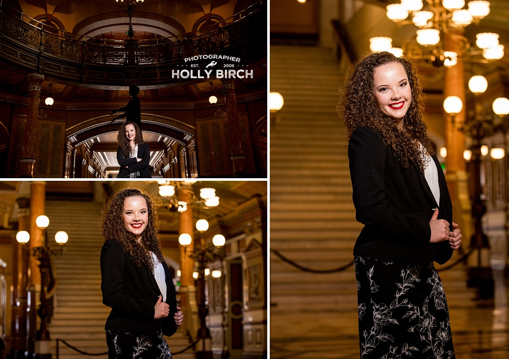 senior photo session at Illinois State Capitol