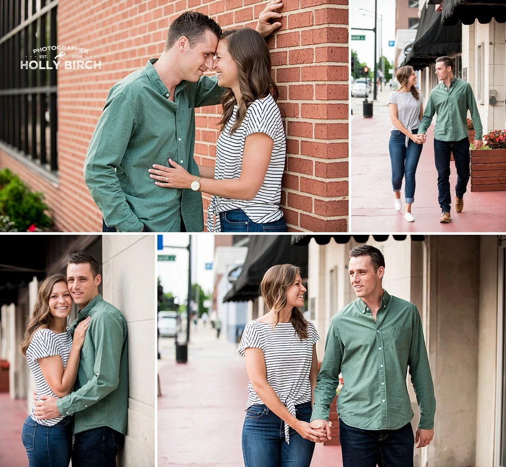 engagement session strolling around downtown Champaign