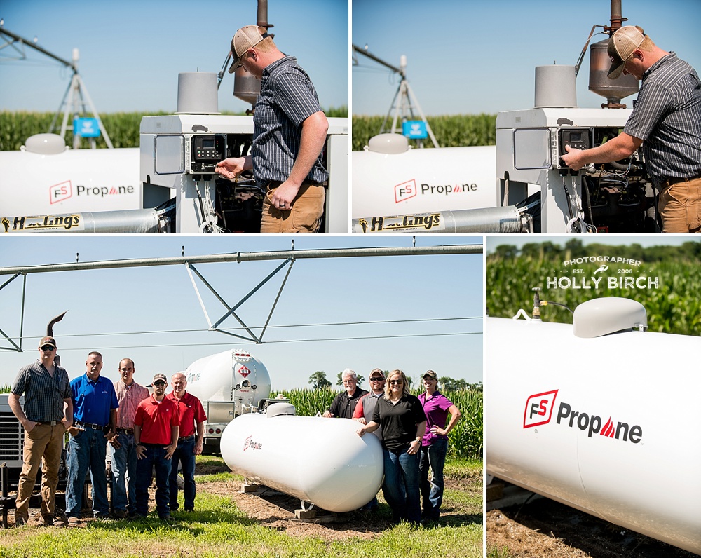 A farmer starts up his irrigation system powered by propane