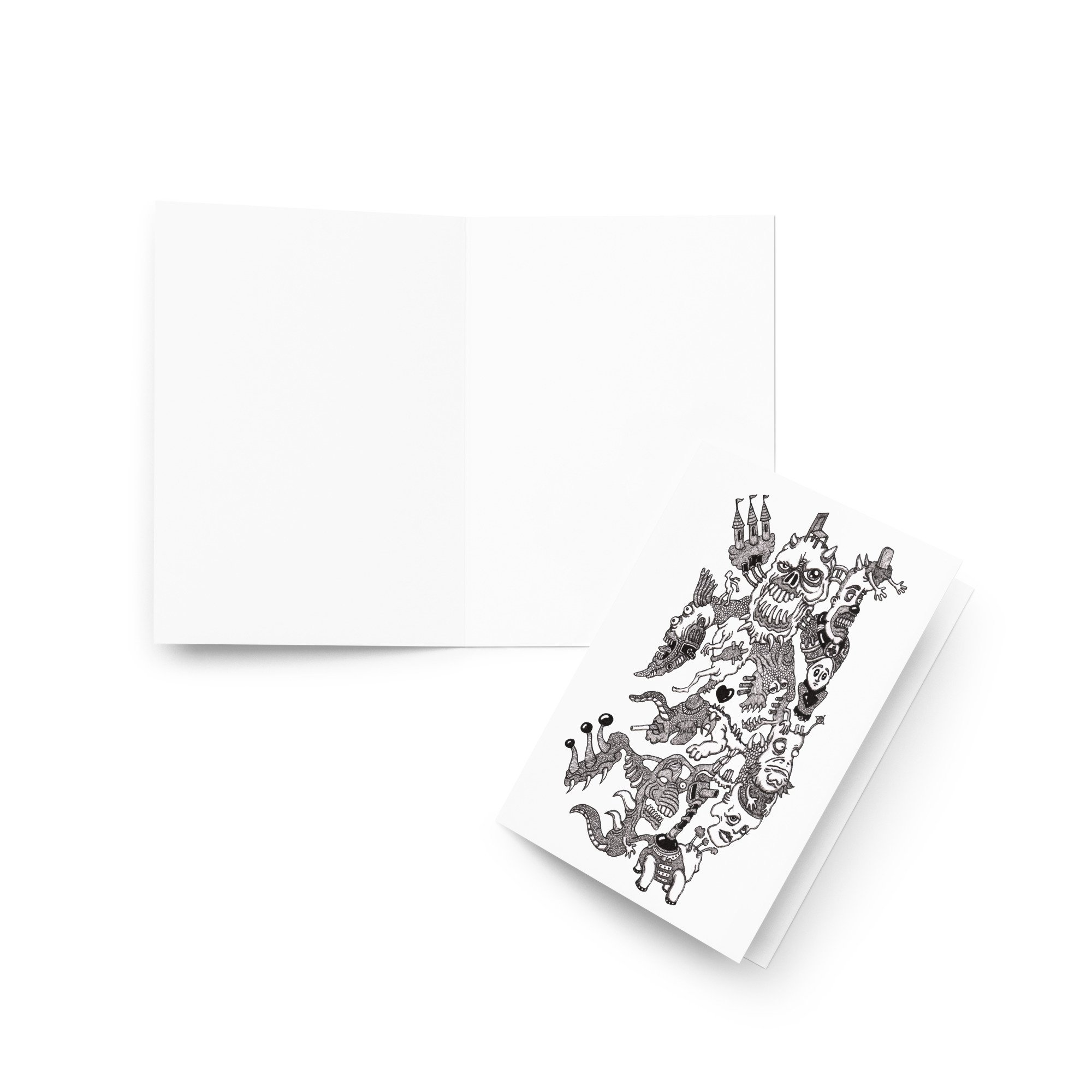 "Three Towers, a Chair, and the Waiting Grave" (Greeting card)