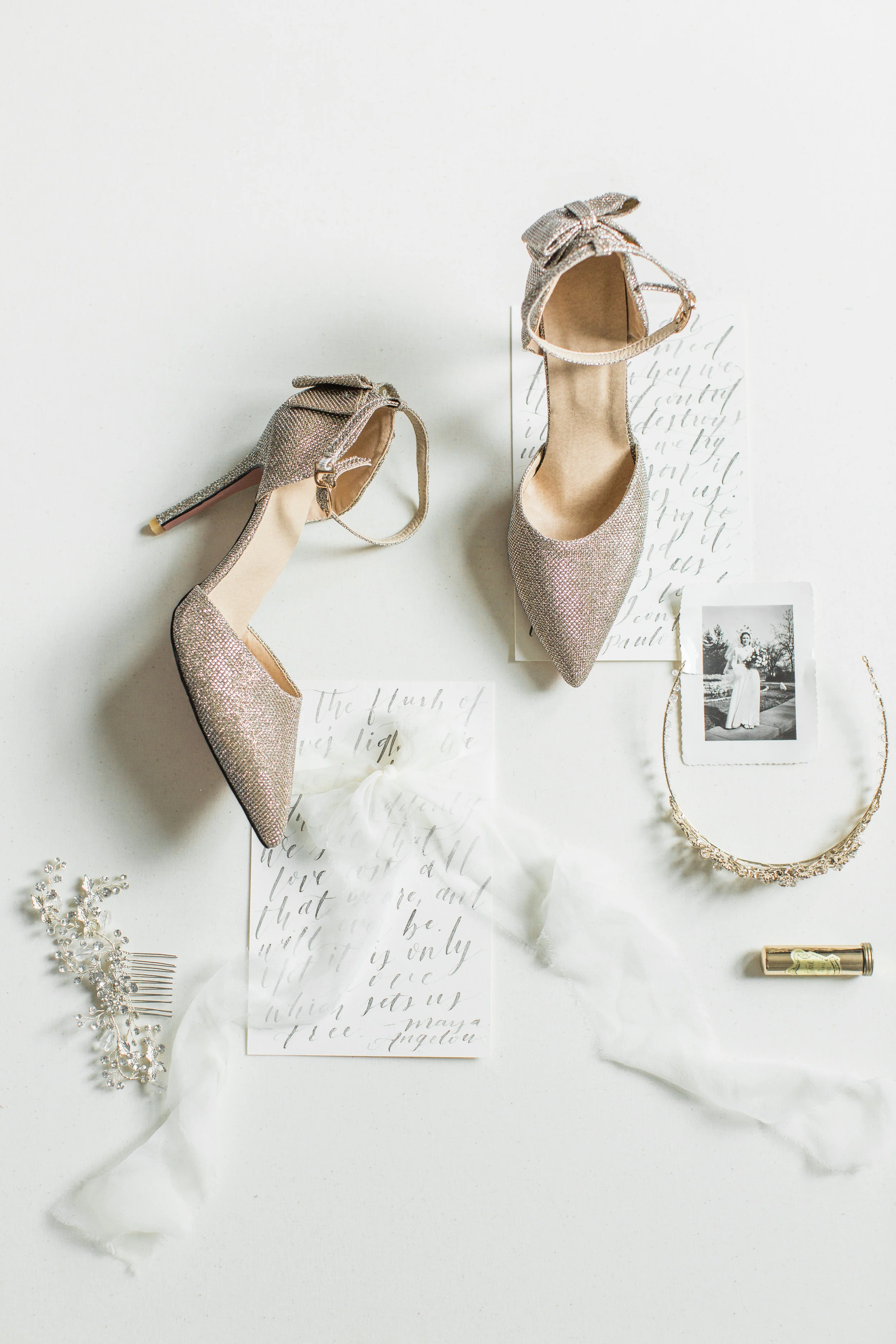 Bridal Shoes from Michelle’s Consignment Boutique Suites below by Line Ave. Calligraphy