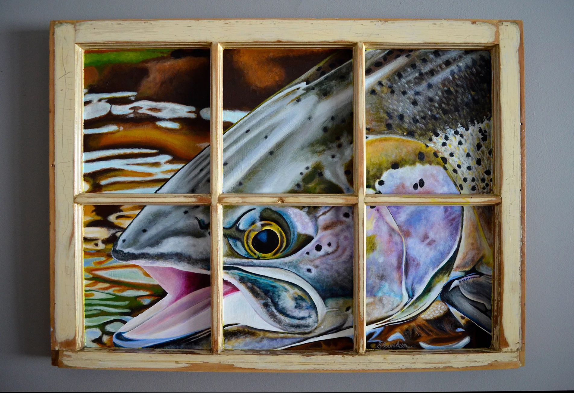 Steelhead on Window, SOLD.