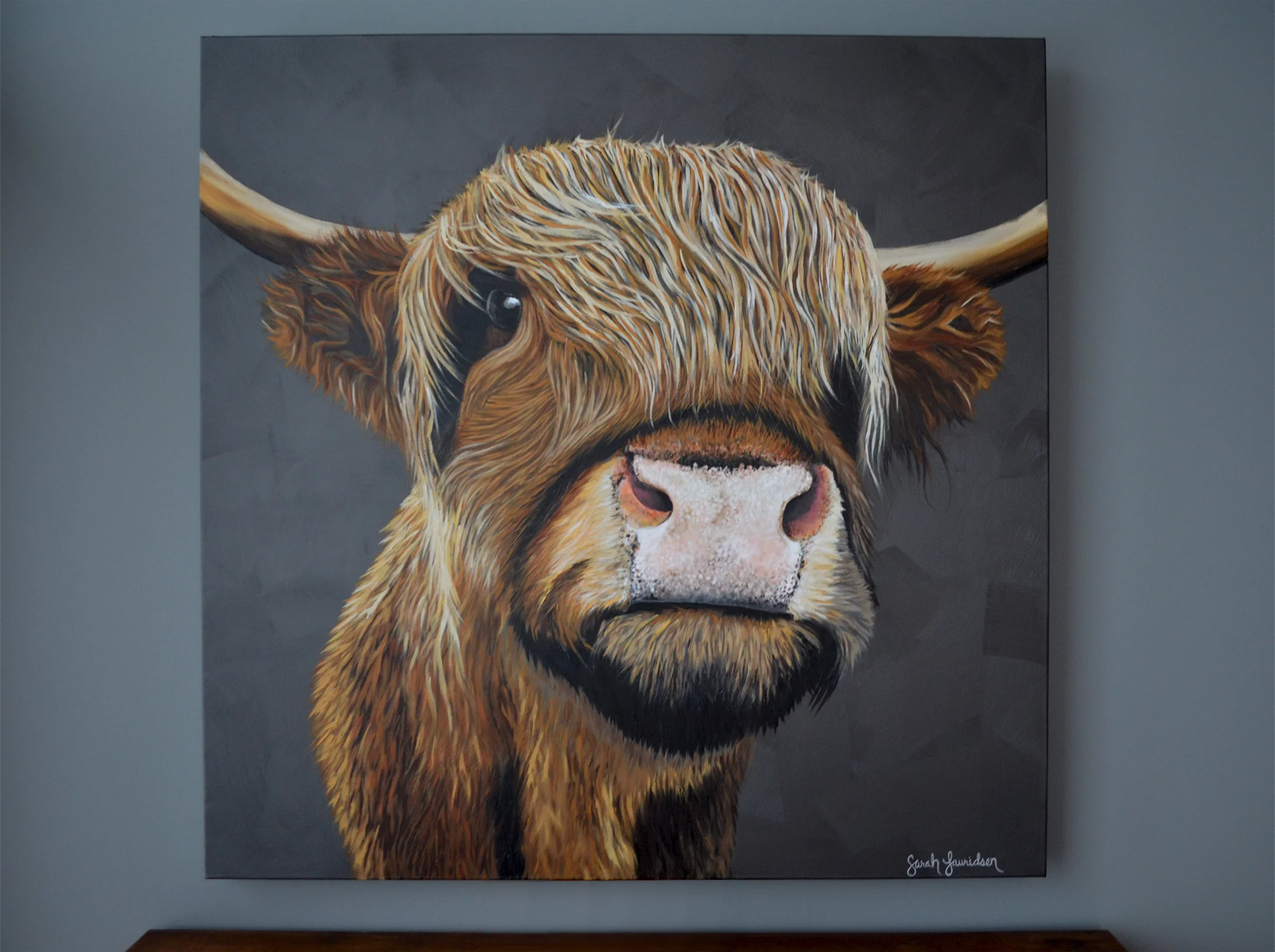 Highlander on charcoal, 36" x 36". Sold.