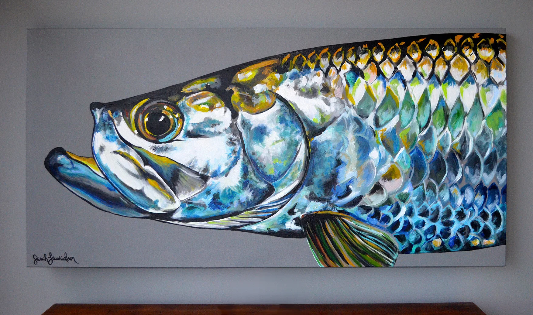 Tarpon on Gray. 48" x 24". Sold.